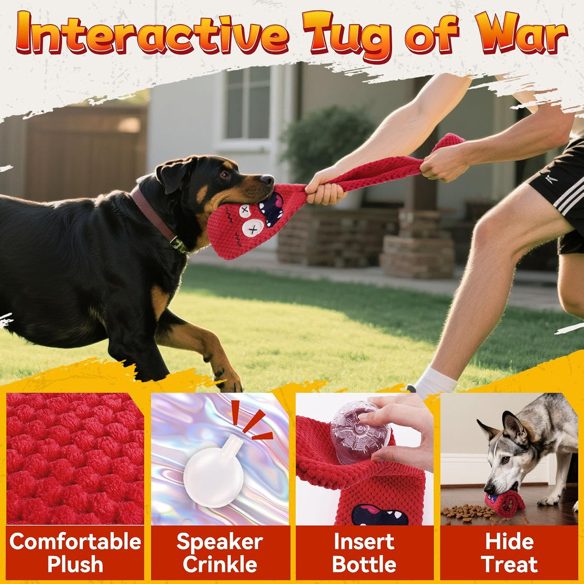 KIPRITII 4-Toy Variety Dog Toys for Aggressive Chewers, Medium-Large Dogs