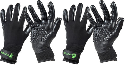 H HANDSON Pet Grooming Gloves - Patented #1 Ranked, Award Winning Shedding, Bathing, & Hair Remover Gloves - Gentle Brush for Cats, Dogs, and Horses (Grey, Small)