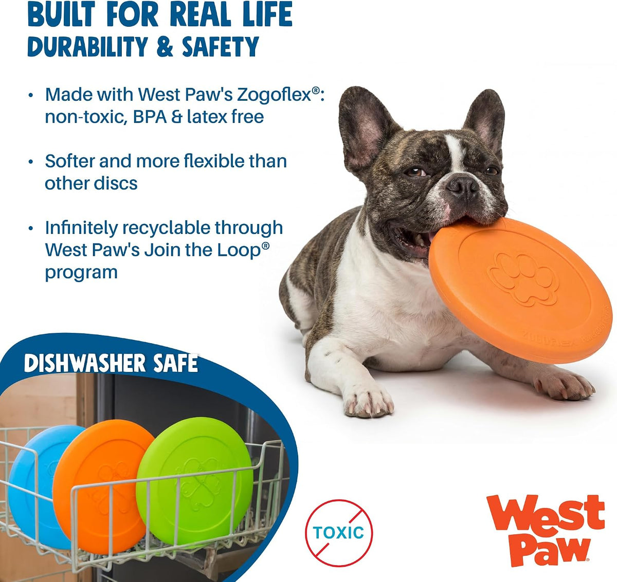 WEST PAW Zisc High-Flying Disc Dog Toy, Large - Tangerine
