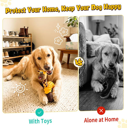Giraffe Dog Squeaky Toy 2-in-1 Plush&Chew Toy for Small Medium Large Breed