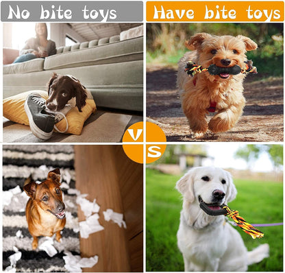 Yipetor Durable Dog Chew Toys 6 Pack, Cotton Rope Rubber Dog Toys