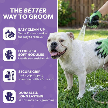 H HANDSON Pet Grooming Gloves - Patented #1 Ranked, Award Winning Shedding, Bathing, & Hair Remover Gloves - Gentle Brush for Cats, Dogs, and Horses (Grey, Large)