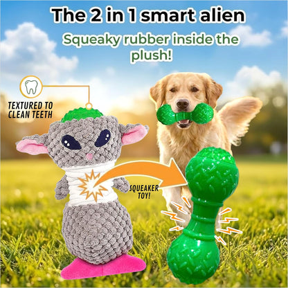 Squeaky Dog Toy, 2 in 1 Plush Dog Toy with Rubber Squeaker, Chew Toys for Small, Medium and Large Dogs