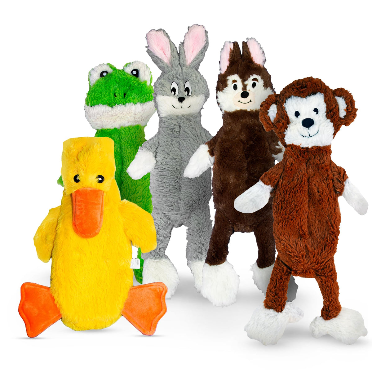FGA MARKETPLACE Duck and Frog Flat NO Stuffing NO Squeak Plush Dog Toy, Funny Style Will Entertain Your Pet for Hours, Recommended for Small and Medium Dog 21 INCH Long
