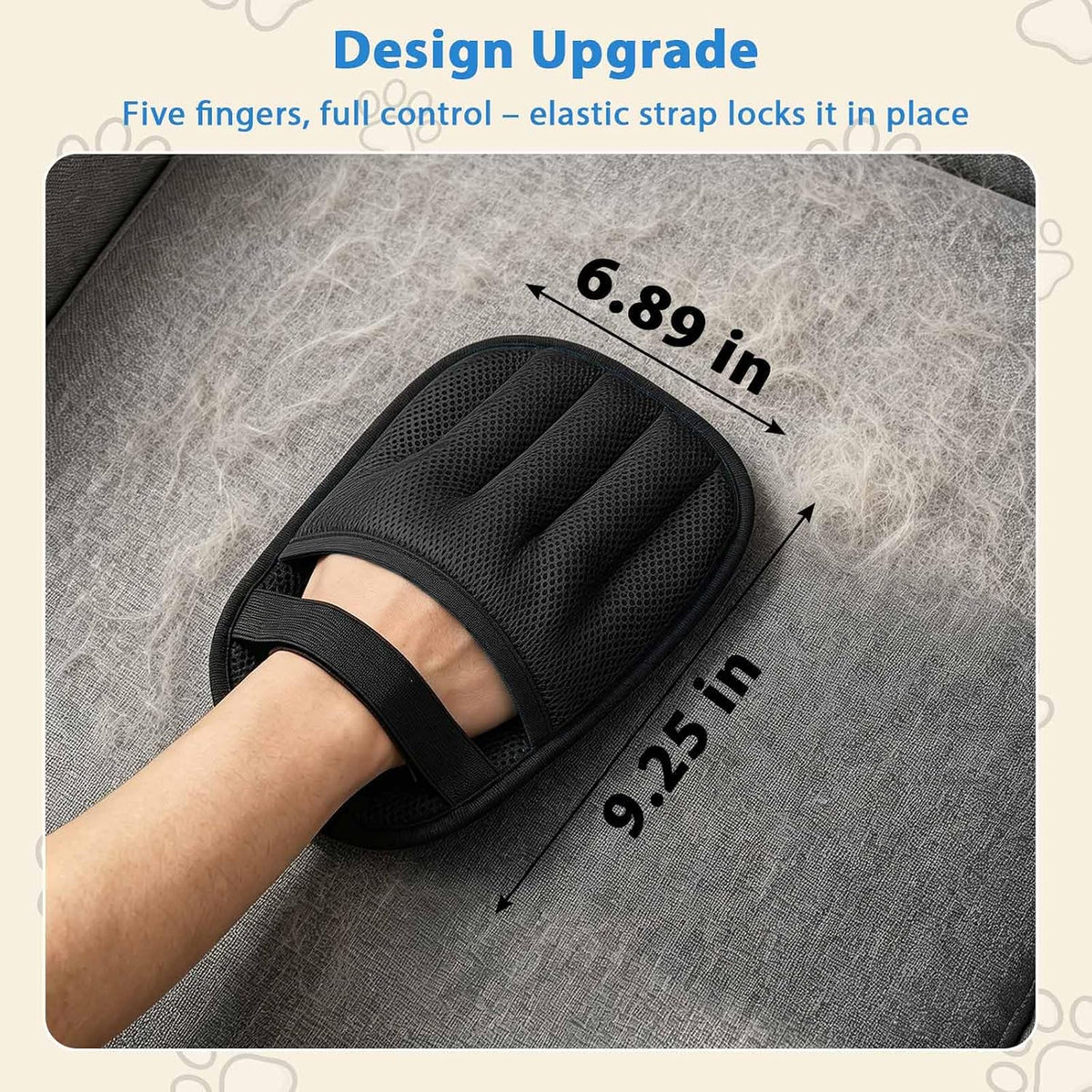 SUETT Pet Hair Removal Gloves, Reusable Five-Finger Grooming Gloves for Dogs and Cats, Removes Pet Hair from Clothes, Sofas, Carpets, and Car Seats, Black