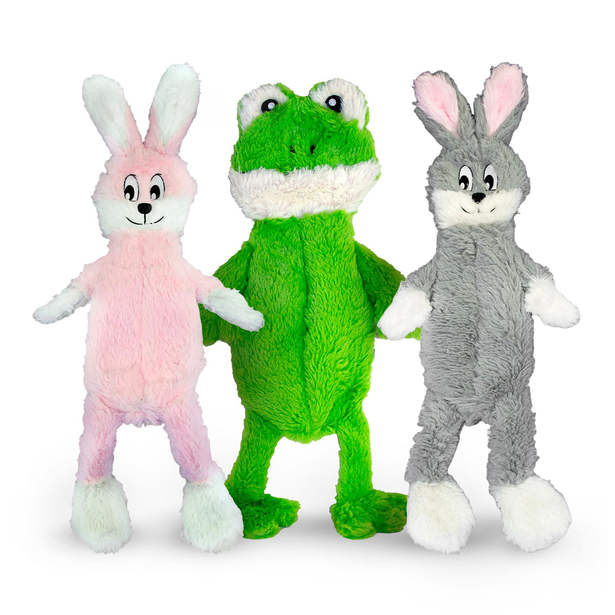 FGA MARKETPLACE Duck and Frog Flat NO Stuffing NO Squeak Plush Dog Toy, Funny Style Will Entertain Your Pet for Hours, Recommended for Small and Medium Dog 21 INCH Long