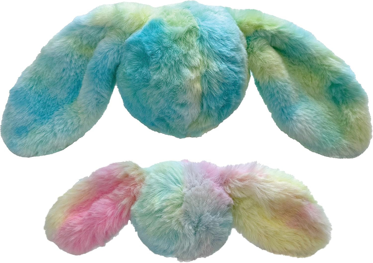 FOUFIT FouFouBrands Fuzzy Wuzzy 2-in-1 Tie-Dye Spiker Ball Toy for Dogs, Rainbow, Small