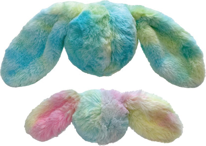 FOUFIT FouFouBrands Fuzzy Wuzzy 2-in-1 Tie-Dye Spiker Ball Toy for Dogs, Rainbow, Small