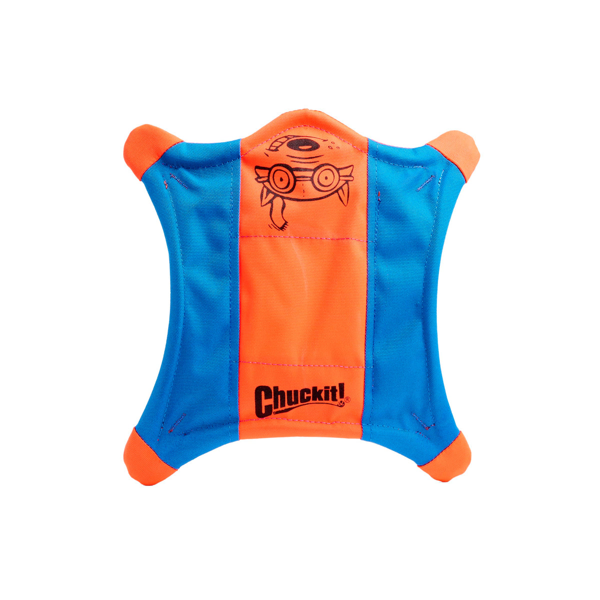 Chuckit! Flying Squirrel Fetch Dog Toy - Water Floating Flyer - Soft and Durable Polyester Canvas Construction - For Large Dogs - Size Large - 11-inch Diameter - Pack of 1 - Orange and Blue