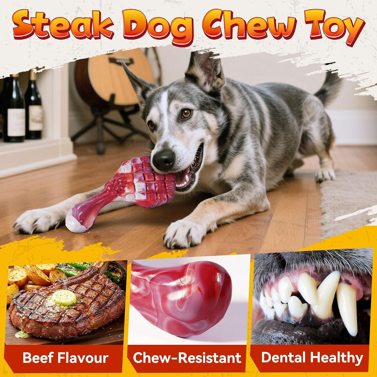 KIPRITII 4-Toy Variety Dog Toys for Aggressive Chewers, Medium-Large Dogs