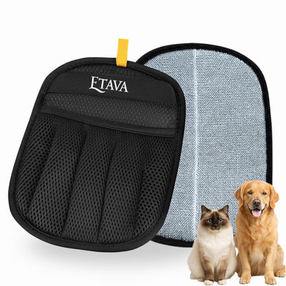 Pet Hair Removal Glove for Dogs & Cats — Reusable Electrostatic Grooming Mitt | Washable 5-Finger Deshedding & Lint Hair Catcher for Furniture, Sofa, Carpet, Car Seats & Clothing 1 Pack