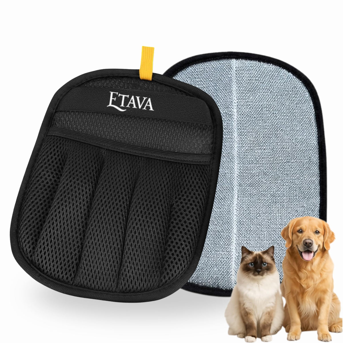 Pet Hair Removal Glove for Dogs & Cats — Reusable Electrostatic Grooming Mitt | Washable 5-Finger Deshedding & Lint Hair Catcher for Furniture, Sofa, Carpet, Car Seats & Clothing 1 Pack