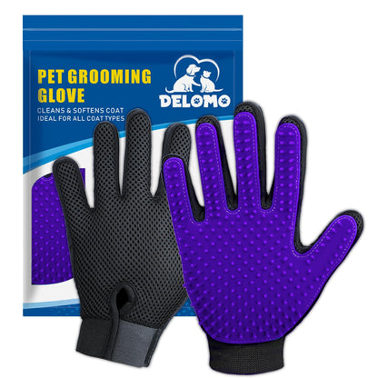 Pet Hair Removal Glove with 255 Silicone Tips for Dogs & Cats, 1 Pair Green