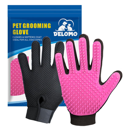 Pet Hair Removal Glove with 255 Silicone Tips for Dogs & Cats, 1 Pair Gray