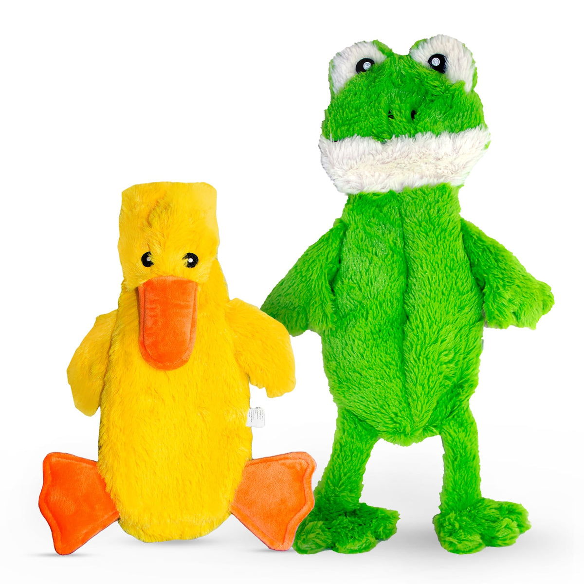 FGA MARKETPLACE Duck and Frog Flat NO Stuffing NO Squeak Plush Dog Toy, Funny Style Will Entertain Your Pet for Hours, Recommended for Small and Medium Dog 21 INCH Long