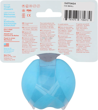 WEST PAW Zogoflex Jive Ball Dog Chew Toy – Bouncing Toys for Dogs, Fetch, Catch, Chewing, Play – Floatable, Recyclable Balls – Latex-Free, Non-Toxic, Dishwasher Safe Dog Toy, Small 2.5", Aqua Blue
