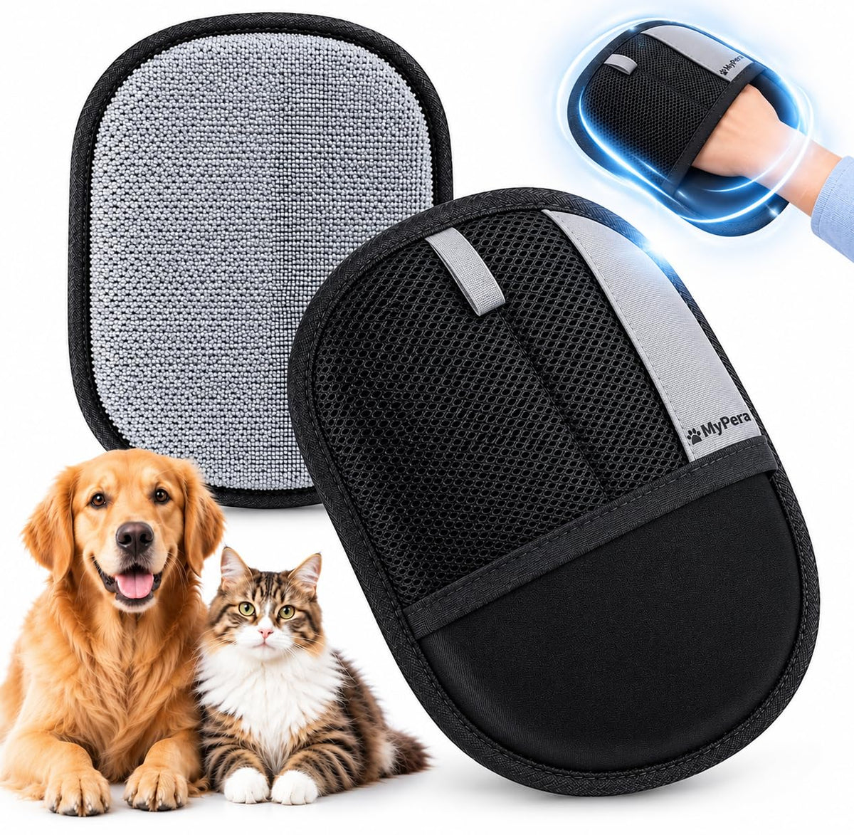 Pet Hair Removal Glove for Dogs & Cats, Newly Upgraded Reusable Electrostatic Pet Hair Glove, Magic Brush Pet Hair Remover Tool for Clothing, Couch, Carpet, Car Seats.