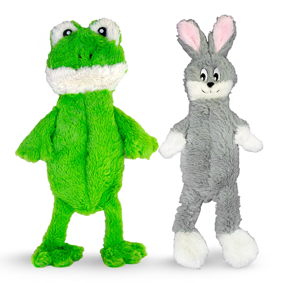 FGA MARKETPLACE Duck and Frog Flat NO Stuffing NO Squeak Plush Dog Toy, Funny Style Will Entertain Your Pet for Hours, Recommended for Small and Medium Dog 21 INCH Long