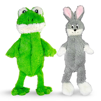 FGA MARKETPLACE Duck and Frog Flat NO Stuffing NO Squeak Plush Dog Toy, Funny Style Will Entertain Your Pet for Hours, Recommended for Small and Medium Dog 21 INCH Long