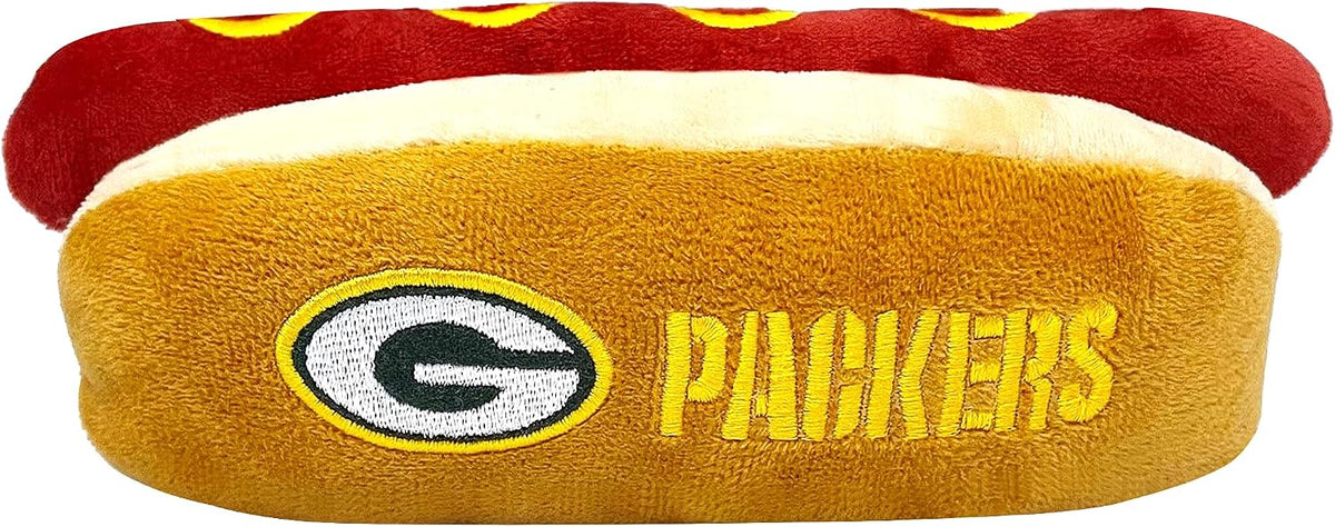 Pets First NFL Chicago Bears HOT Dog Plush Dog & CAT Squeak Toy - Cutest HOT-Dog Snack Plush Toy for Dogs & Cats with Inner Squeaker & Beautiful Football Team Name/Logo 8 x 5 x 3 Inches