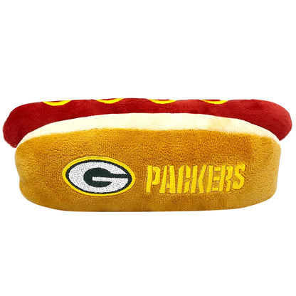 Pets First NFL Chicago Bears HOT Dog Plush Dog & CAT Squeak Toy - Cutest HOT-Dog Snack Plush Toy for Dogs & Cats with Inner Squeaker & Beautiful Football Team Name/Logo 8 x 5 x 3 Inches