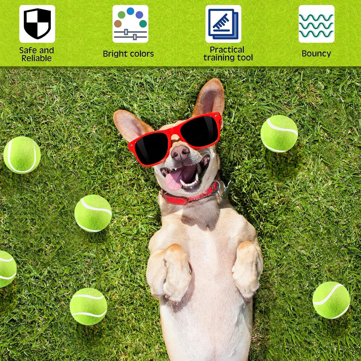 Hanaive 20 Pack Dog Tennis Balls 2 Inch Mini Tennis Balls for Small Dog