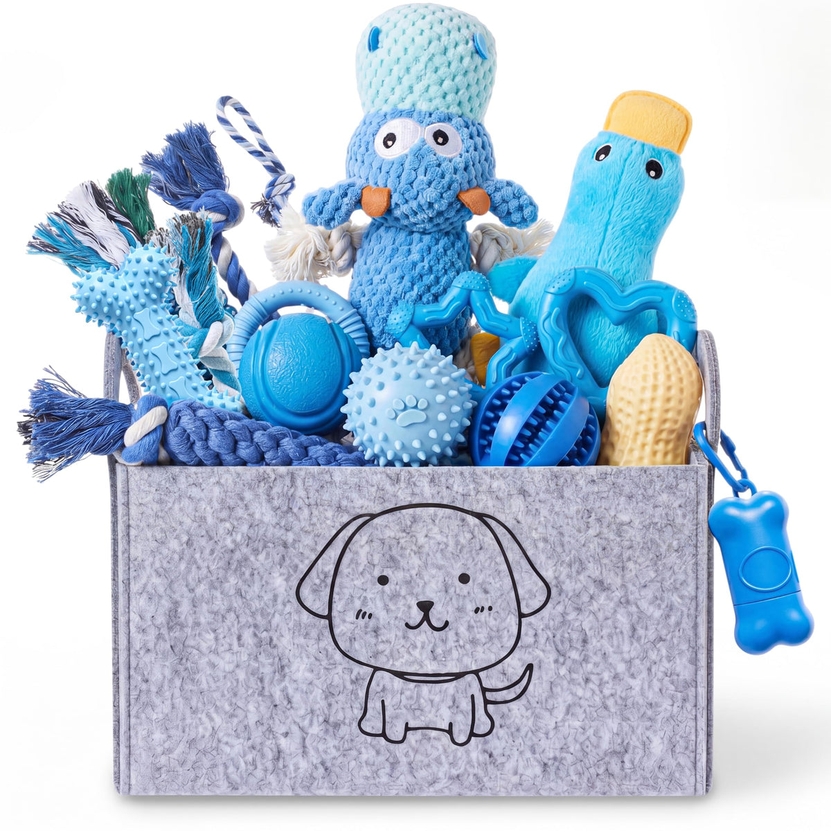 Leitee 20 Pcs Puppy Chew Toys Bundle with Storage Basket, Lovely, Pink