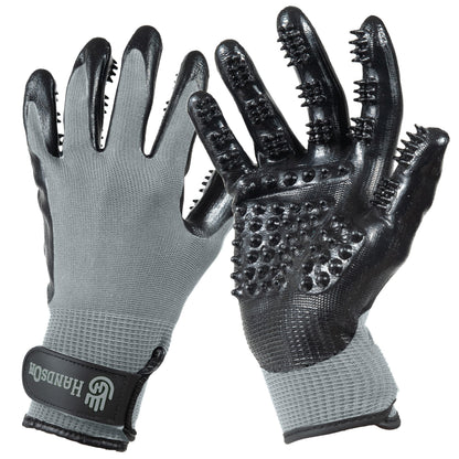 H HANDSON Pet Grooming Gloves - Patented #1 Ranked, Award Winning Shedding, Bathing, & Hair Remover Gloves - Gentle Brush for Cats, Dogs, and Horses (Black, Large)