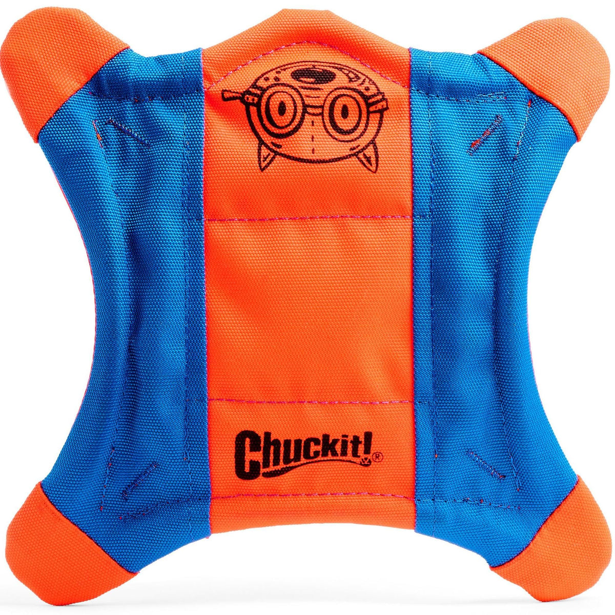 Chuckit! Flying Squirrel Fetch Dog Toy - Water Floating Flyer - Soft and Durable Polyester Canvas Construction - For Large Dogs - Size Large - 11-inch Diameter - Pack of 1 - Orange and Blue