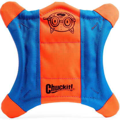 Chuckit! Flying Squirrel Fetch Dog Toy - Water Floating Flyer - Soft and Durable Polyester Canvas Construction - For Large Dogs - Size Large - 11-inch Diameter - Pack of 1 - Orange and Blue